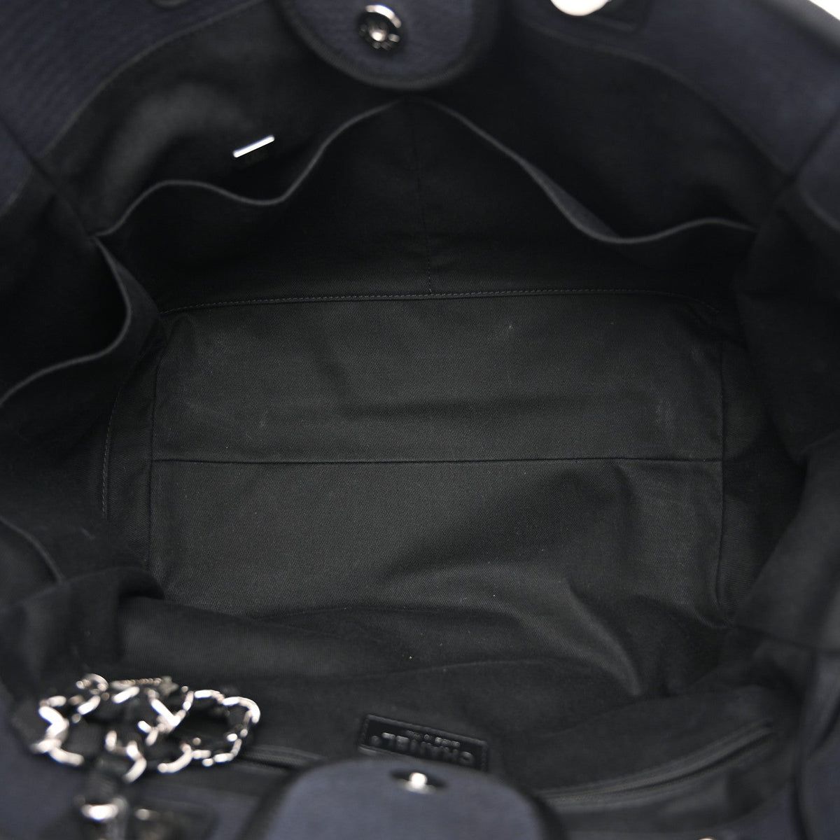 Mixed Fibers Calfskin Medium Deauville Tote Navy Blue