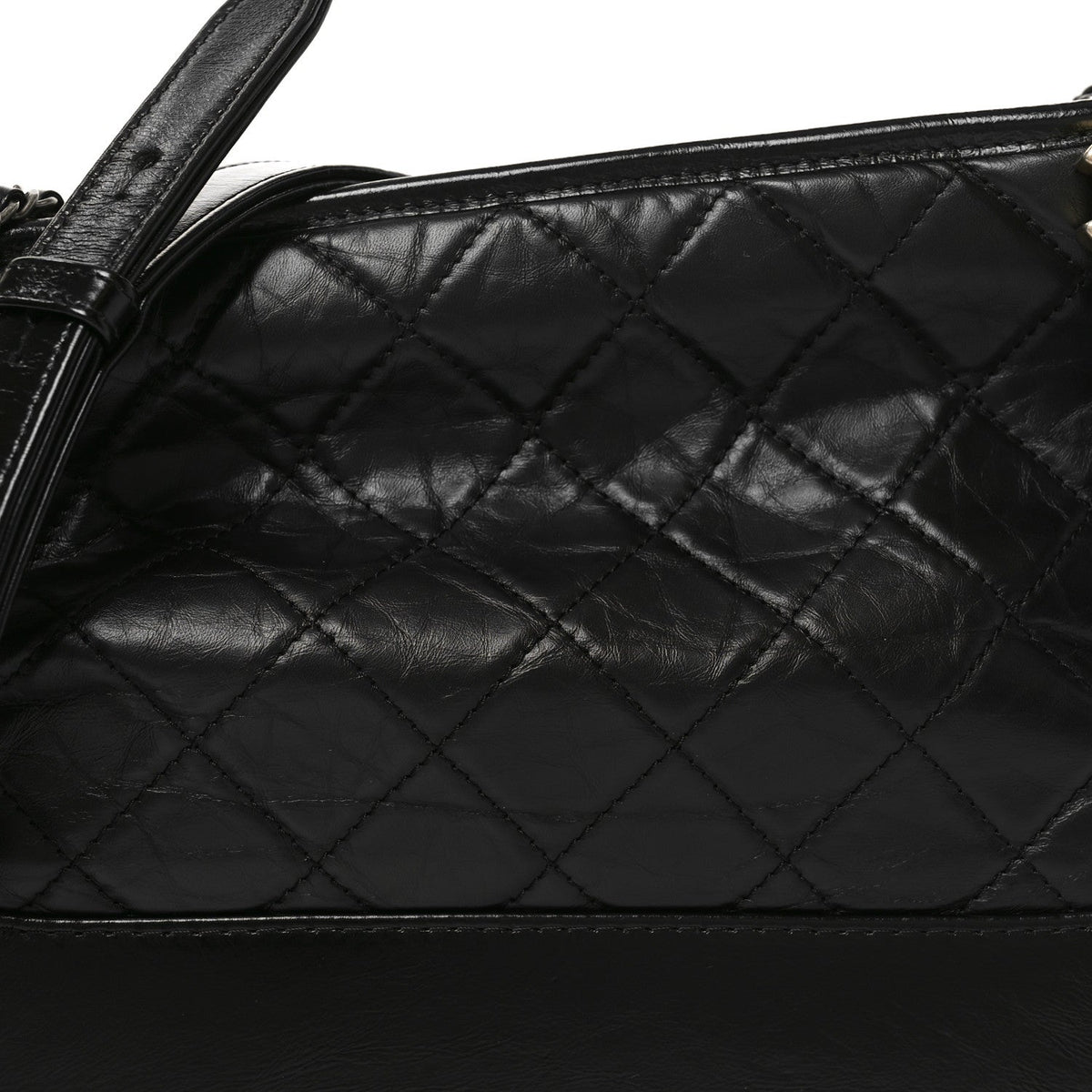 Aged Calfskin Quilted Medium Gabrielle Hobo Black