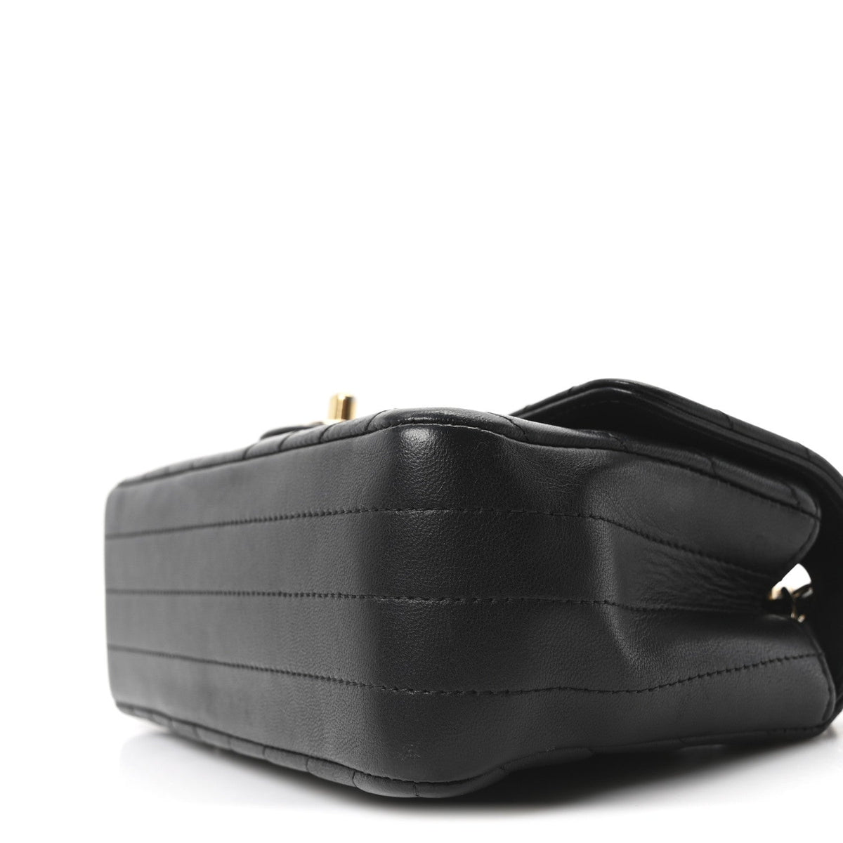 Lambskin Chevron Quilted Mini Rectangular Flap Black