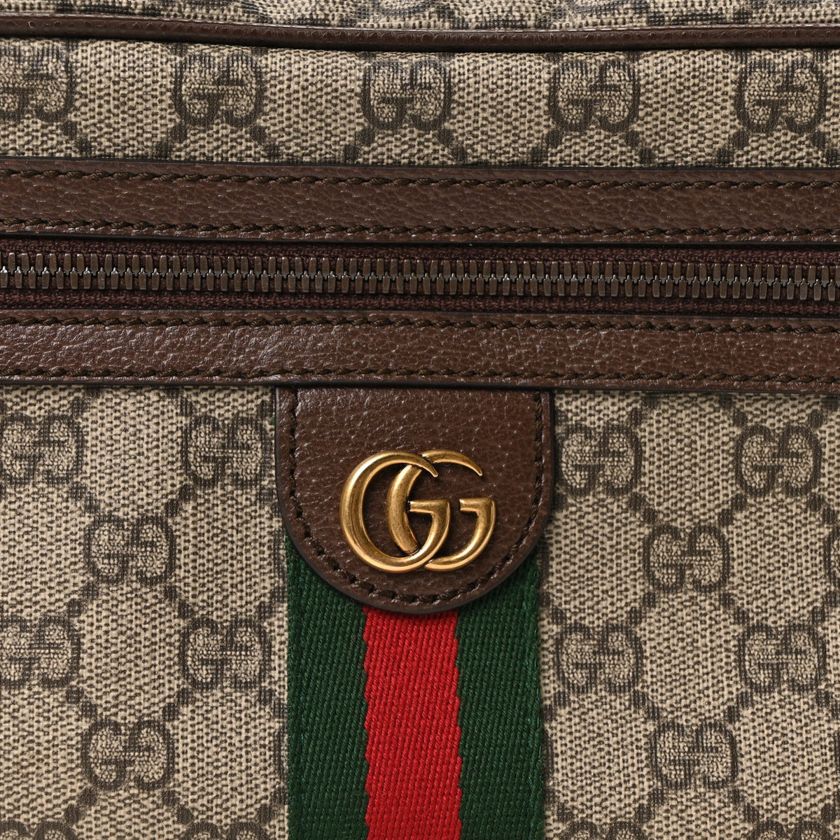 Soft GG Supreme Monogram Medium Ophidia Belt Bag Dark Brown