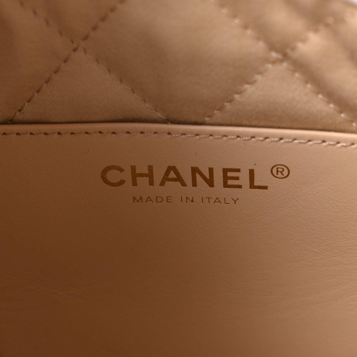 Shiny Calfskin Quilted Mini Chanel 22 White Black