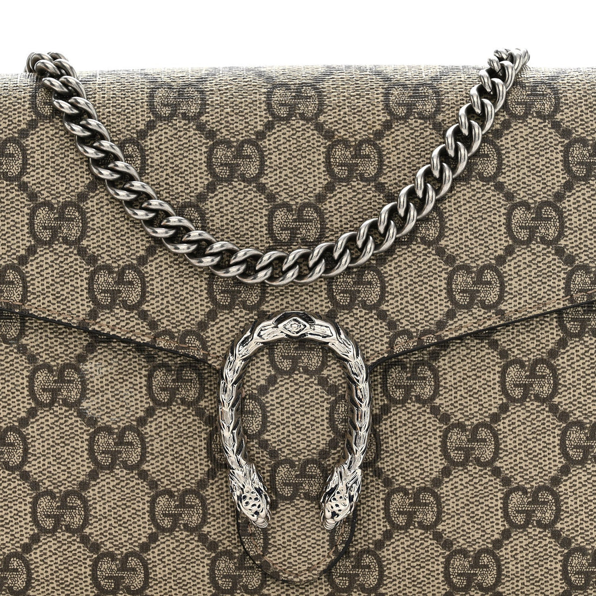 GG Supreme Monogram Mini Dionysus Chain Wallet Beige Taupe