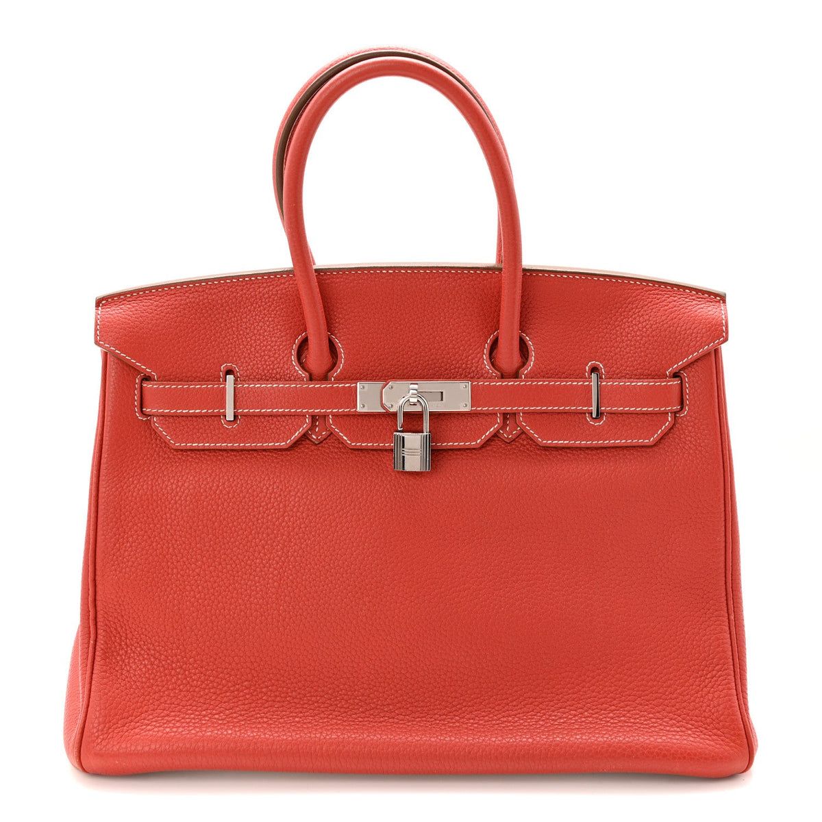 Taurillon Clemence Eclat Birkin 35 Sanguine White