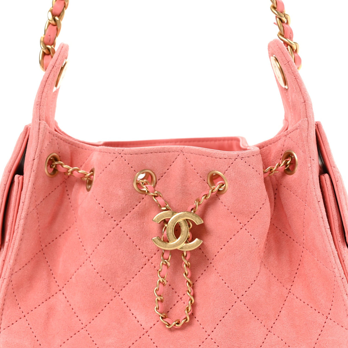 Suede Quilted Mini Chanel 25 Handbag Pink