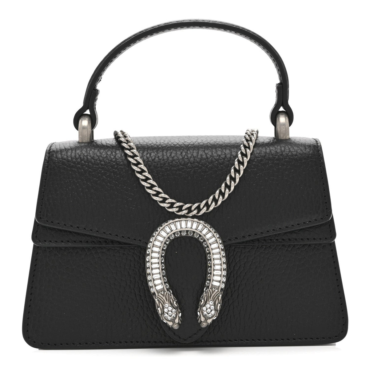Dollar Calfskin Crystal Mini Dionysus Top Handle Bag Black Crystal