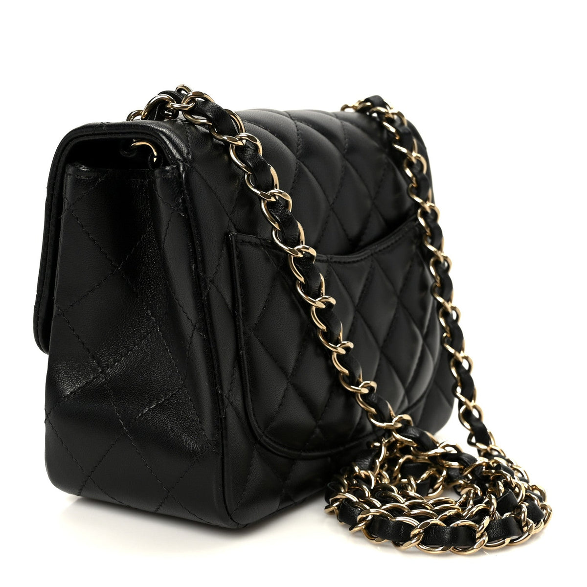 Lambskin Quilted Mini Square Flap Black