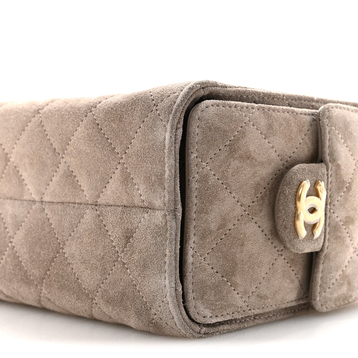 Suede Quilted Mini Chanel 25 Handbag Dark Grey