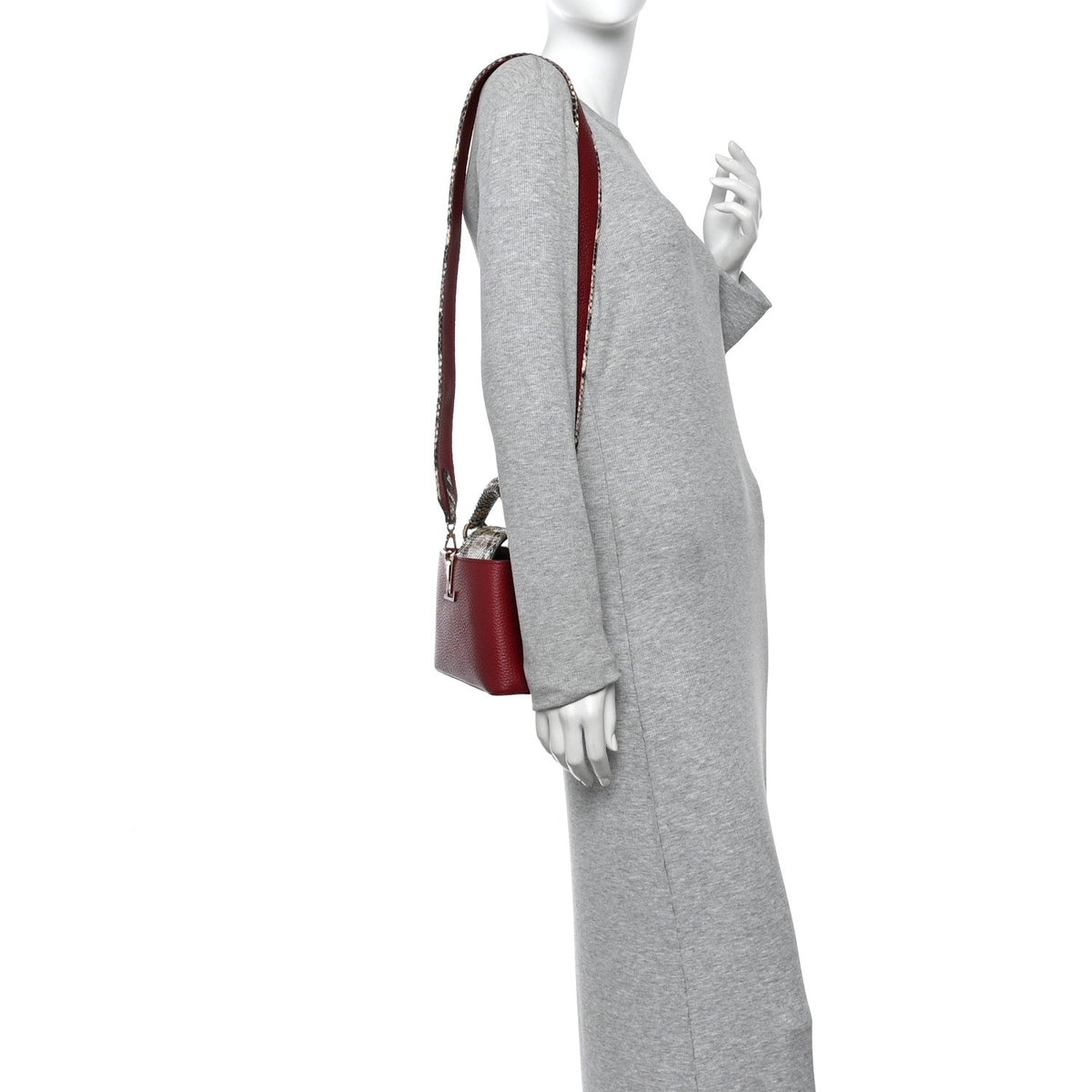 Taurillon Snakeskin Mini Capucines Burgundy