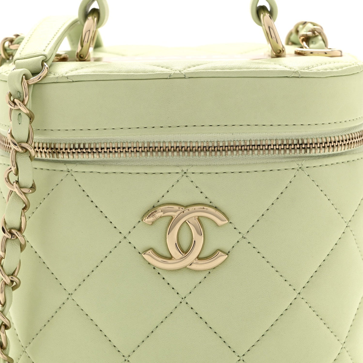 Lambskin Quilted Trendy Vanity Case Sea Green