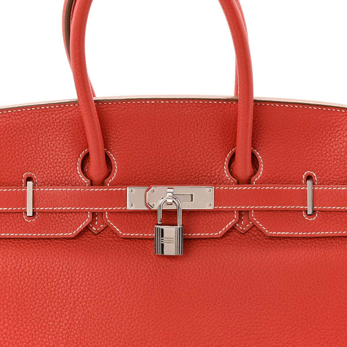 Taurillon Clemence Eclat Birkin 35 Sanguine White