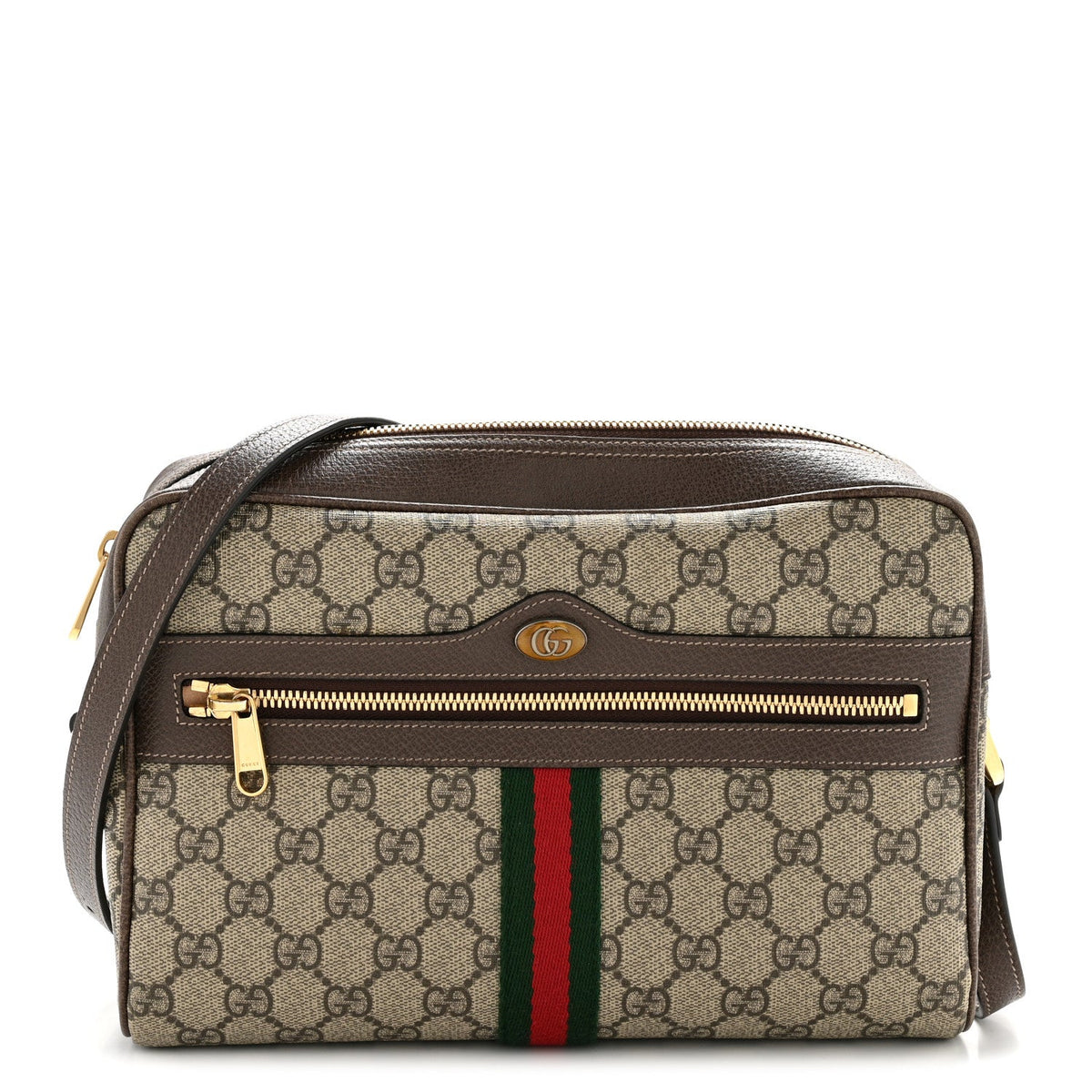 GG Supreme Monogram Web Small Ophidia Shoulder Bag Brown