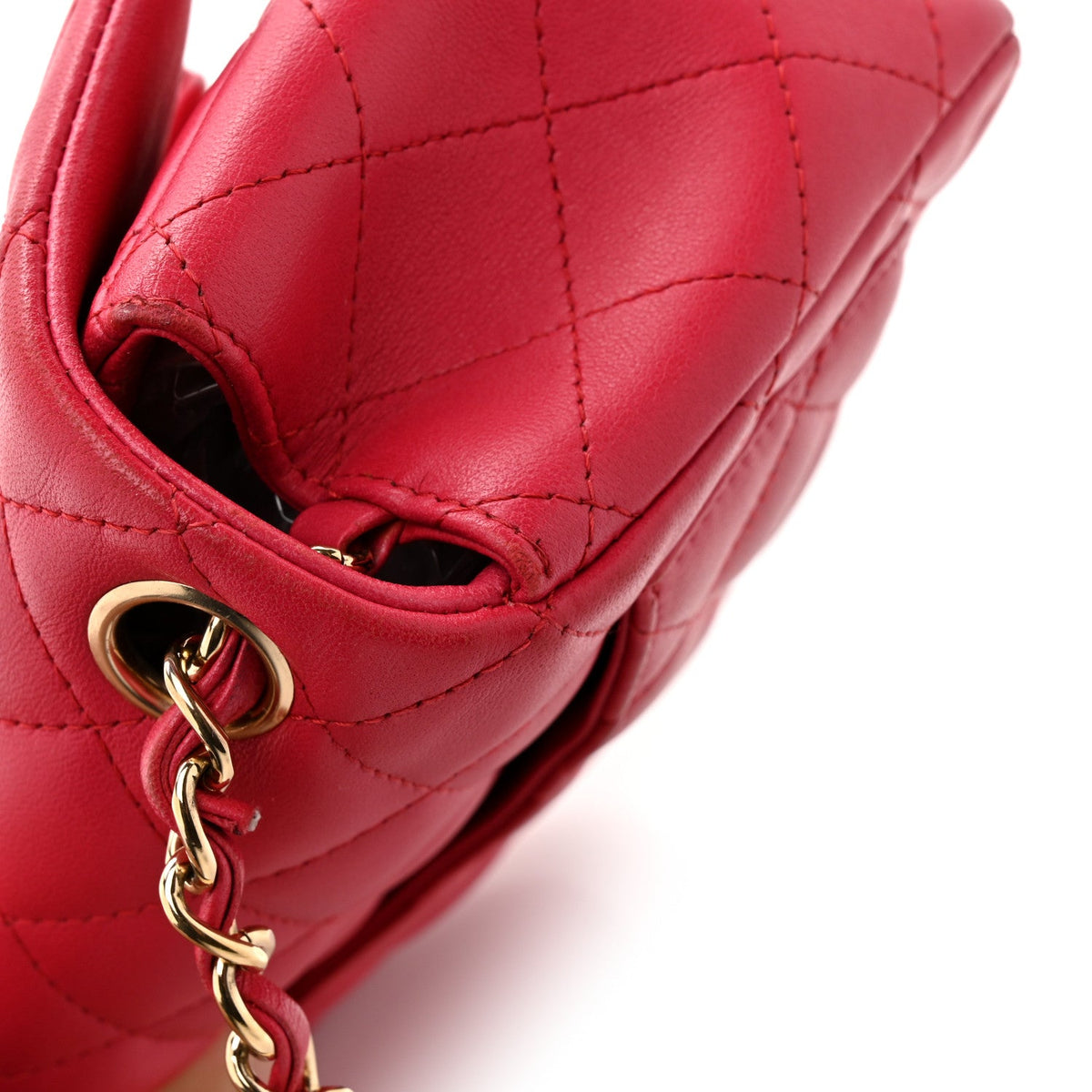 Lambskin Quilted Mini Square Flap Dark Pink