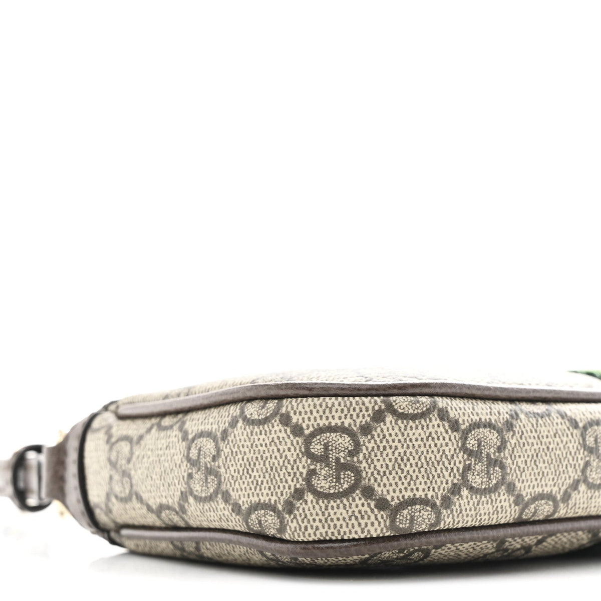 GG Supreme Monogram Textured Dollar Calfskin Web Mini Ophidia Shoulder Bag Beige Ebony New Acero