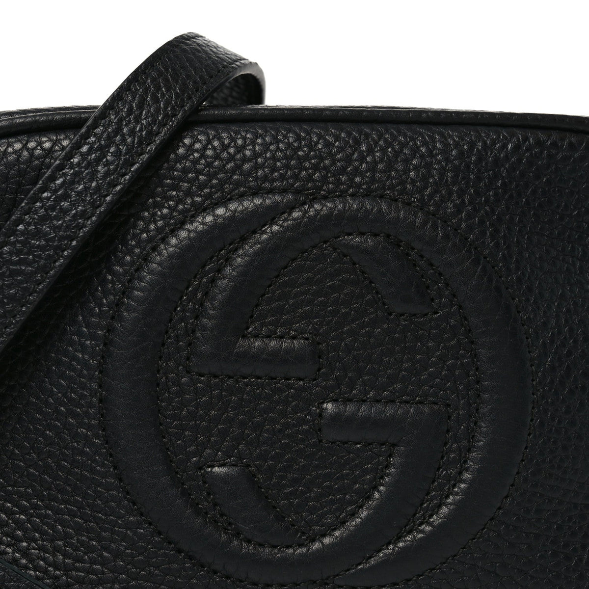 Pebbled Calfskin Small Soho Disco Bag Black