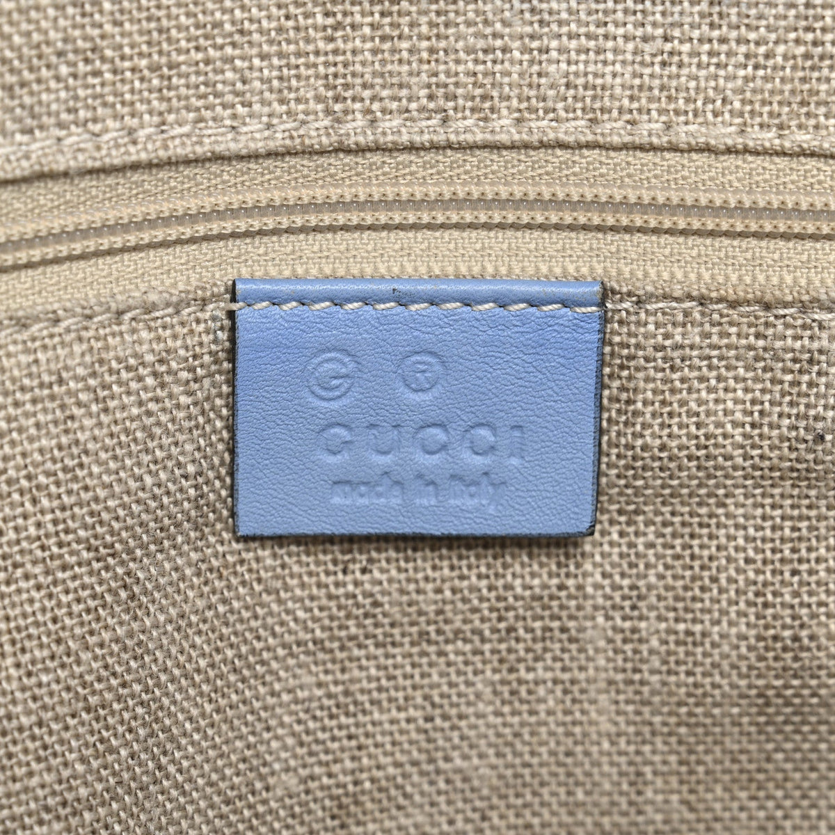 Soft Microguccissima Small Zippered Satchel Light Blue