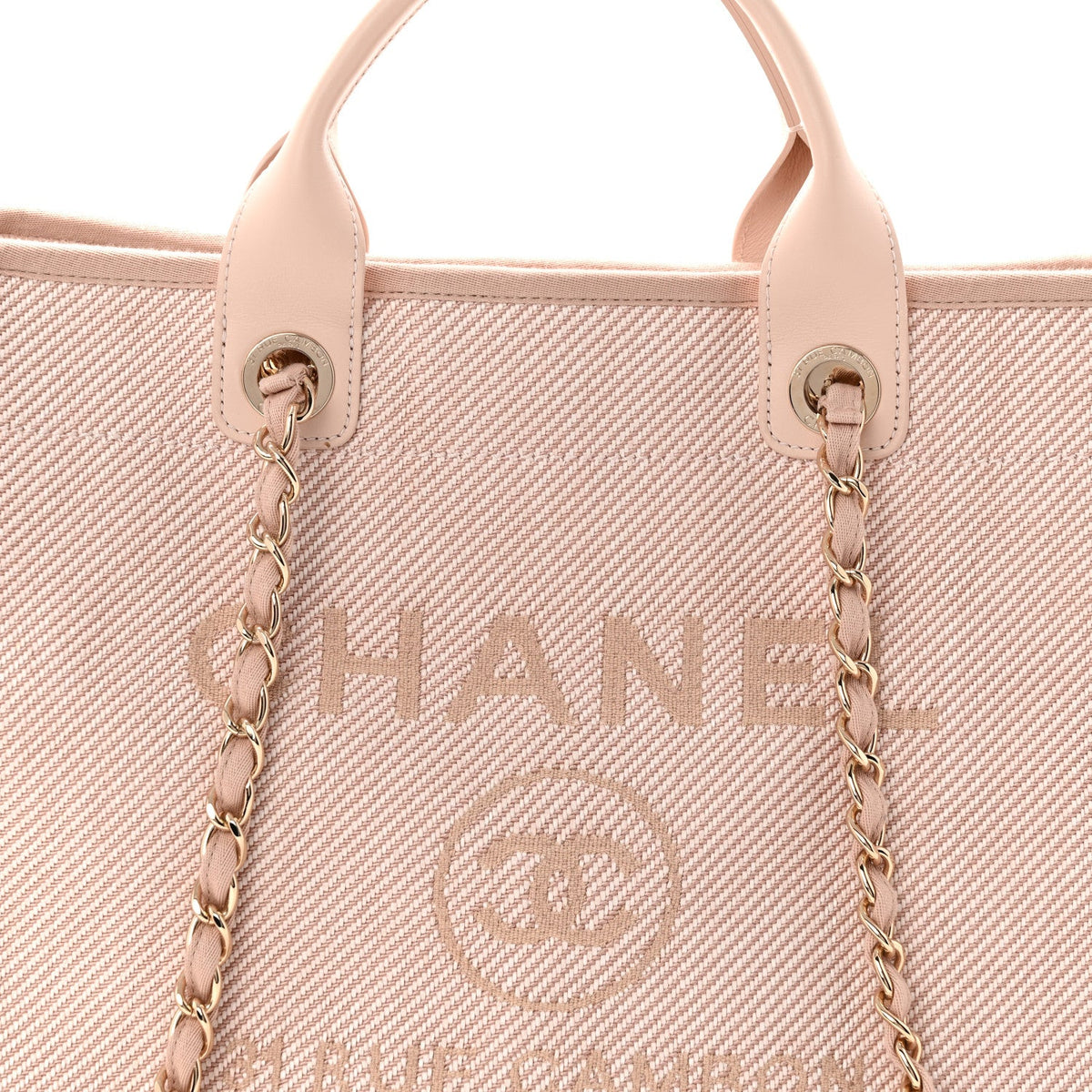 Mixed Fibers Calfskin Medium Deauville Tote Beige