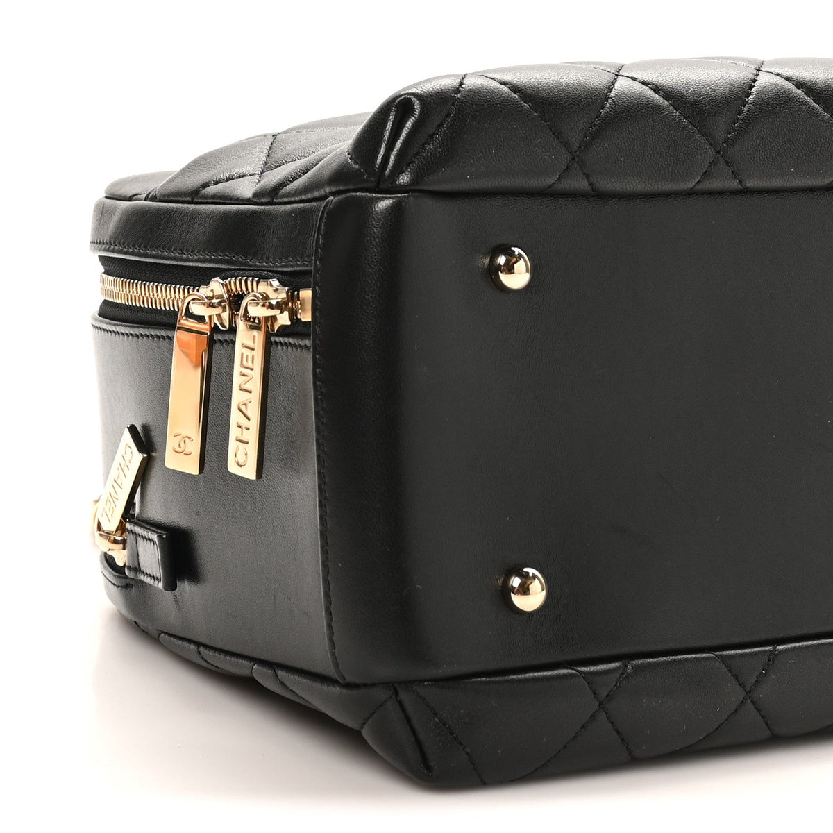 Lambskin Quilted Medium Trendy CC Bowling Bag Black