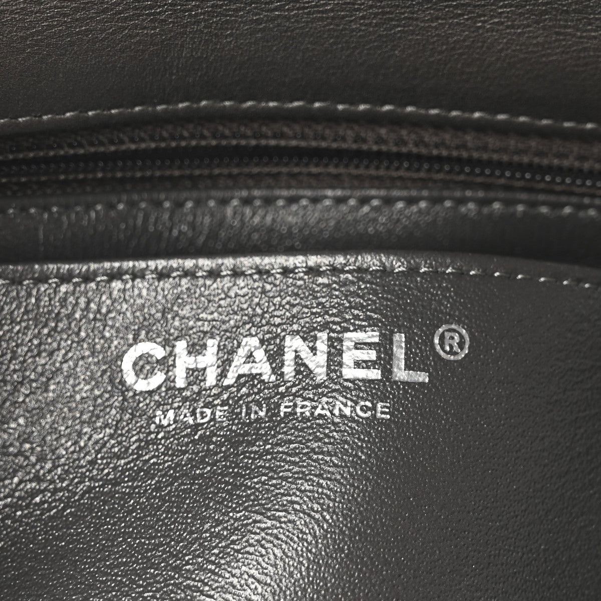 Metallic Lambskin Quilted Mini Rectangular Flap  Dark Grey