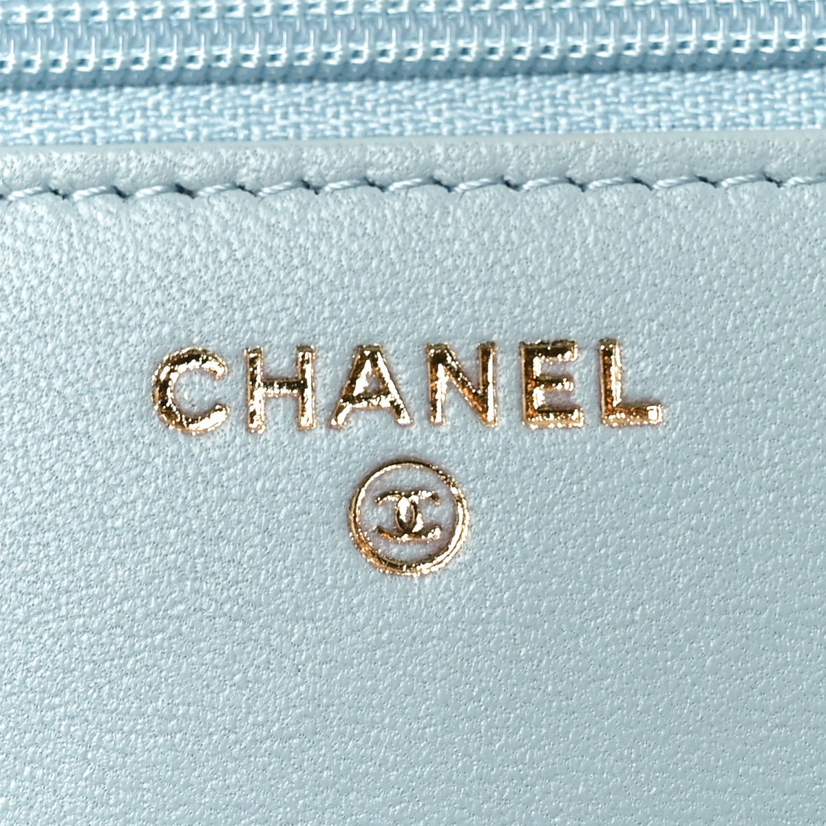 Lambskin Quilted Trendy CC Wallet On Chain WOC Light Blue