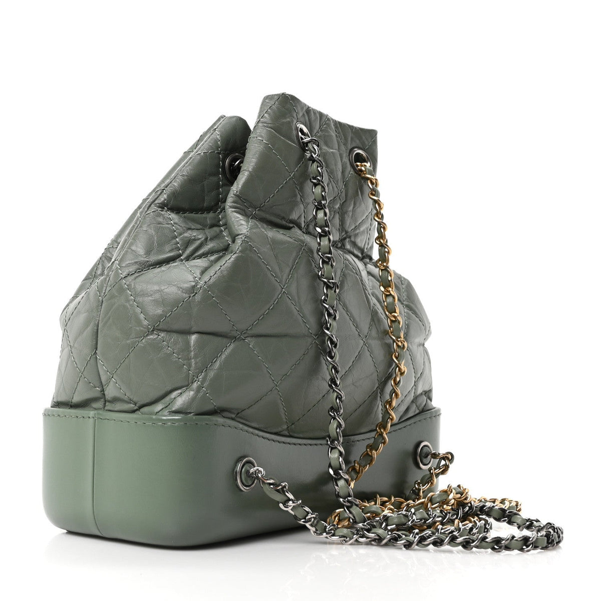 Aged Calfskin Quilted Small Gabrielle Backpack Green